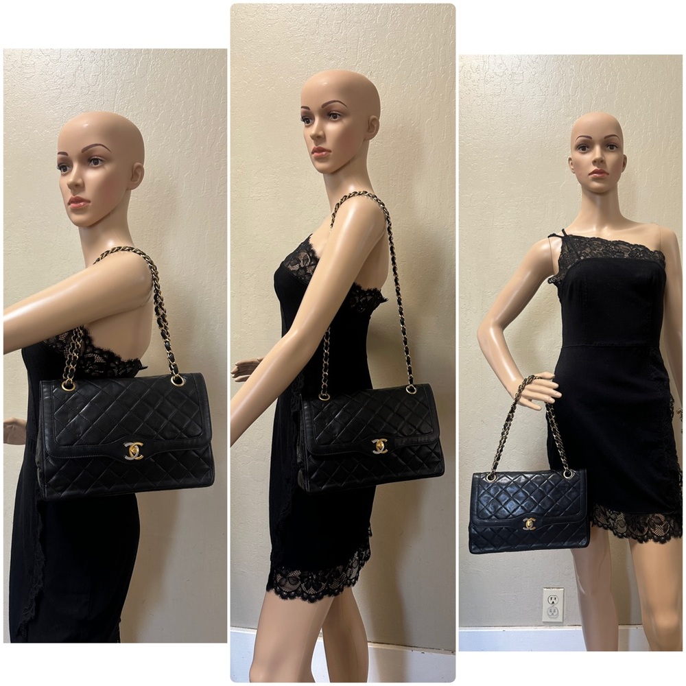 CHANEL Vintage 2-Toned CC Double Flap Bag Quilted Lamb Skin - Picture 16 of 16